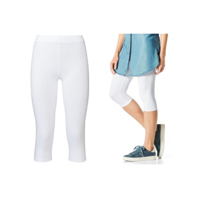 2 Stück Capri Leggings Optimale Passform durch Elasthan White Weiß S 36 38 #G