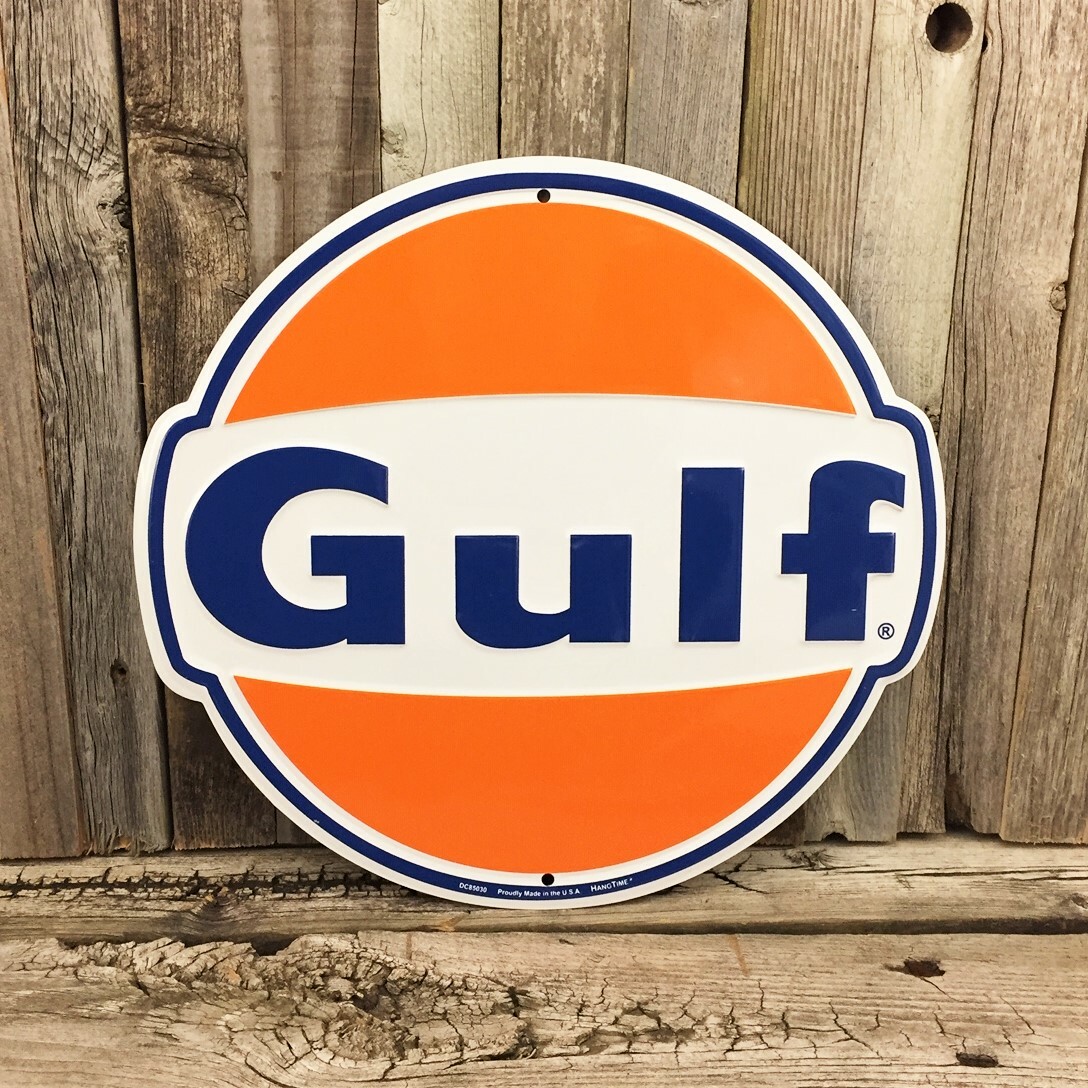 Gulf Gasoline Gas Oil Diecut Metal Tin Sign Garage 12" Vintage Logo ...