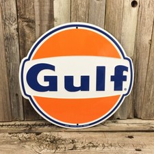 Gulf Gasoline Gas Oil Diecut Metal Tin Sign Garage 12" Vintage Logo Station New