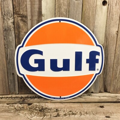 Gulf Gasoline Gas Oil Diecut Metal Tin Sign Garage 12" Vintage Logo ...