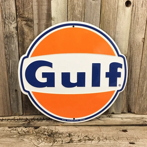 Gulf Gasoline Gas Oil Diecut Metal Tin Sign Garage 12" Vintage Logo Station New