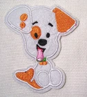 PATCH PATCH EMBROIDERED heat adhesive ** 7 x 8 cm ** WHITE DOG and BRICK