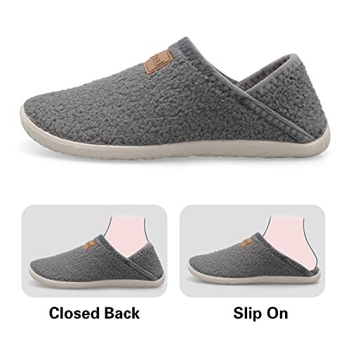 Fuzzy House Slippers for Women Men Indoor 8.5-9.5 Women/6.5-7.5 Men Ty1 Grey - Picture 3 of 7