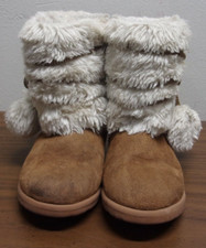 Makalu 'Cozy Land' Tan Fuzzy Faux Fur Ankle Boots Sz 9M Toddler size
