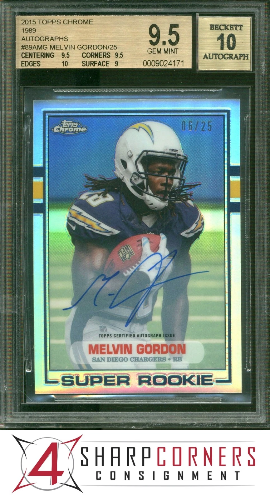 Melvin Gordon Topps Chrome 1989 Super Rookie #89MG Autograph