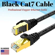 Cat7 Ethernet Patch Black Cable 1.5 3 6 10 20 25 30 50 75 100 200 Lot U/FTP LAN