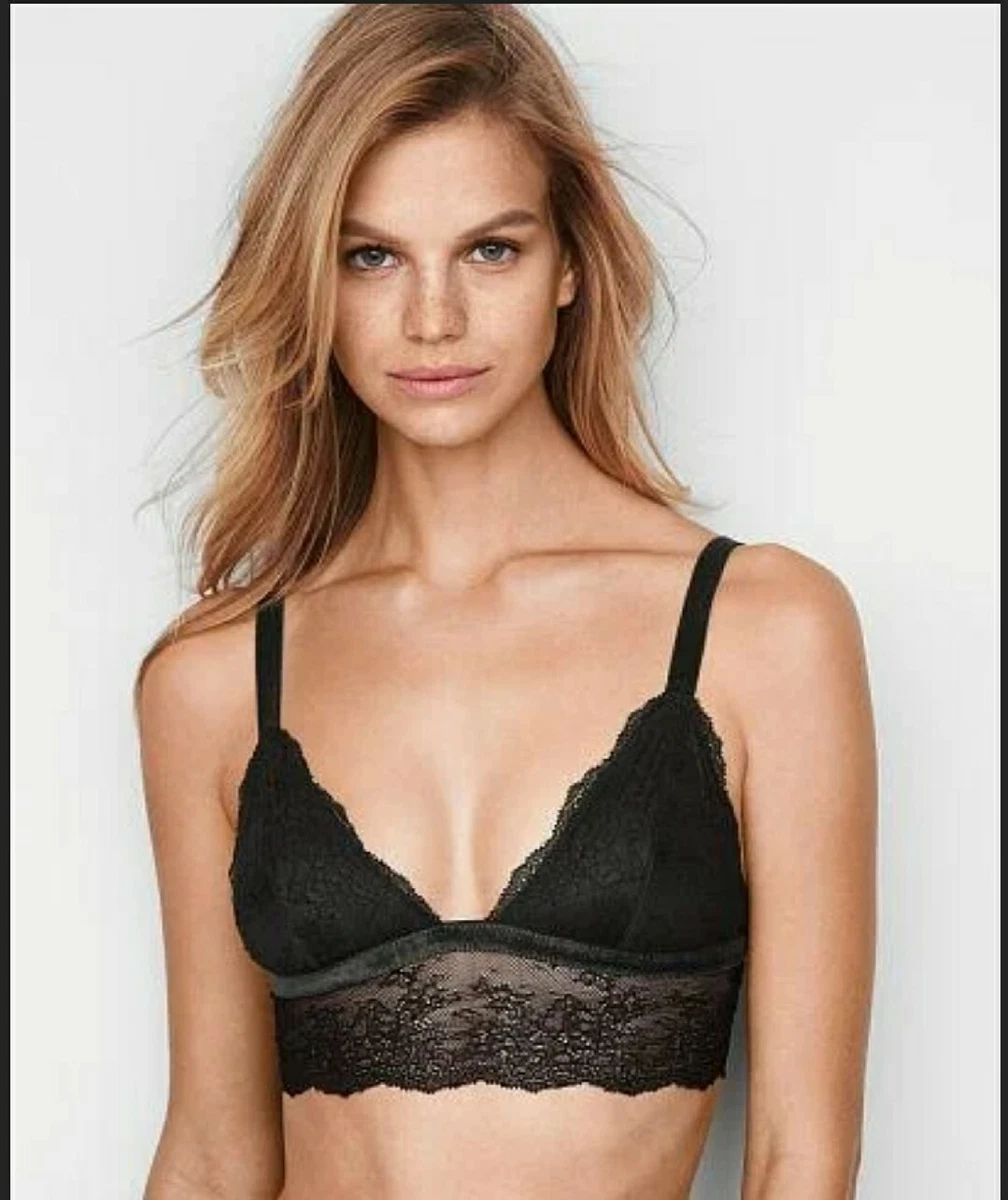 VICTORIA S SECRET NEW CHANTILLY LACE LONG LINE BRALETTE VELVET