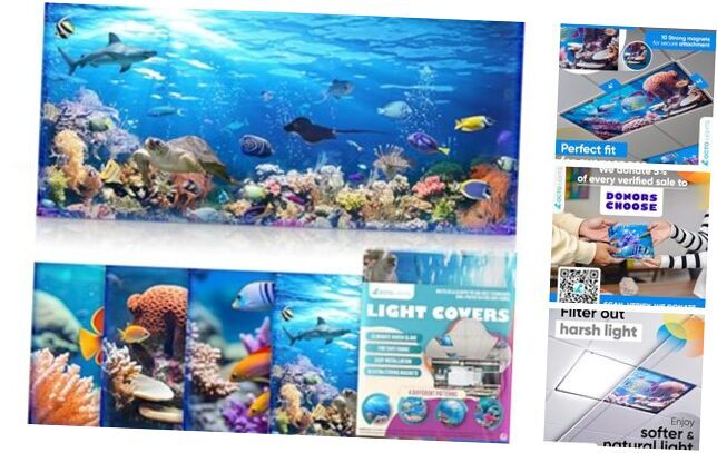 Light Covers for Ceiling Lights Classroom - Magnetic Ocean Cover 4 Coral Reef