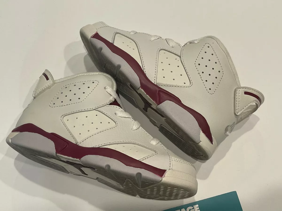 BABY NIKE AIR JORDAN 6 RETRO BT OFF WHITE MAROON RED INFRARED 384667-116 10C 10
