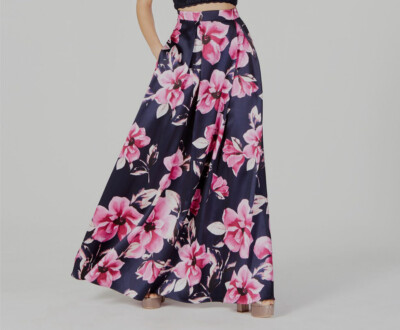 $89 Speechless Juniors' Blue Floral Print A-Line Back Zip Skirt Size