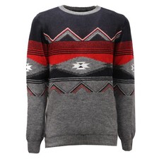 1468AG maglione uomo IMPERIAL grey/blue/red wool blend sweater man