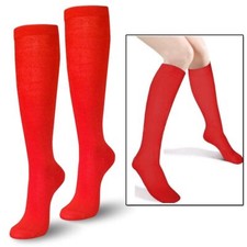 Knee High Womens Socks Uniform School Soccer Sports Girls Red Size 9-11 6-8 Lot