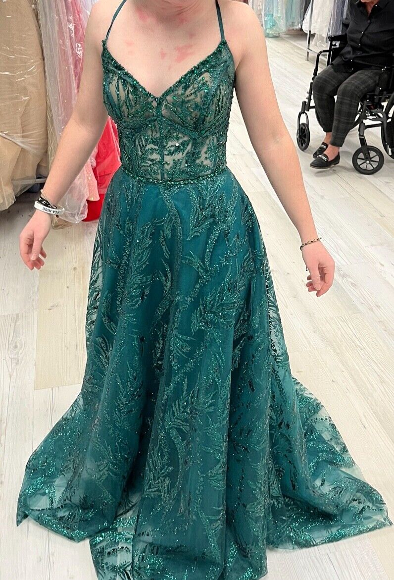 Emerald Green Morilee Corset Top Prom Dress Size 6 - Gem