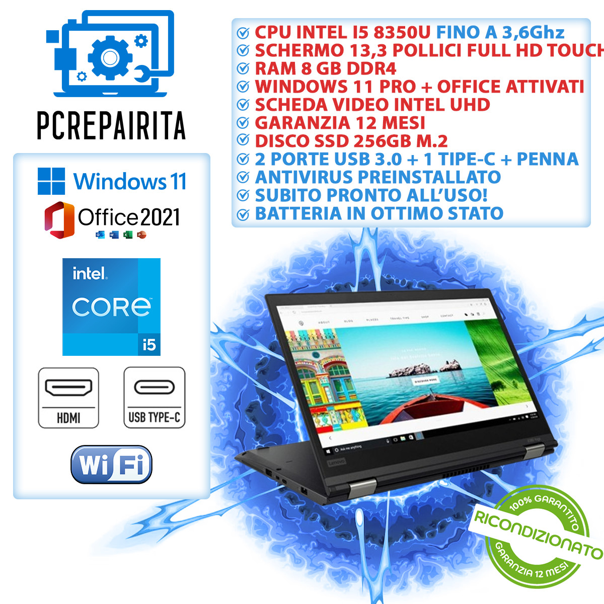 PC COMPUTER DESKTOP FISSO RICONDIZIONATO FUJITSU WINDOWS 11 I5 512GB SSD 16GB