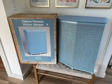 🍊Vintage MCM Zenith Products Delmar/Panama Wicker Laundry Clothes Hamper w/ Box