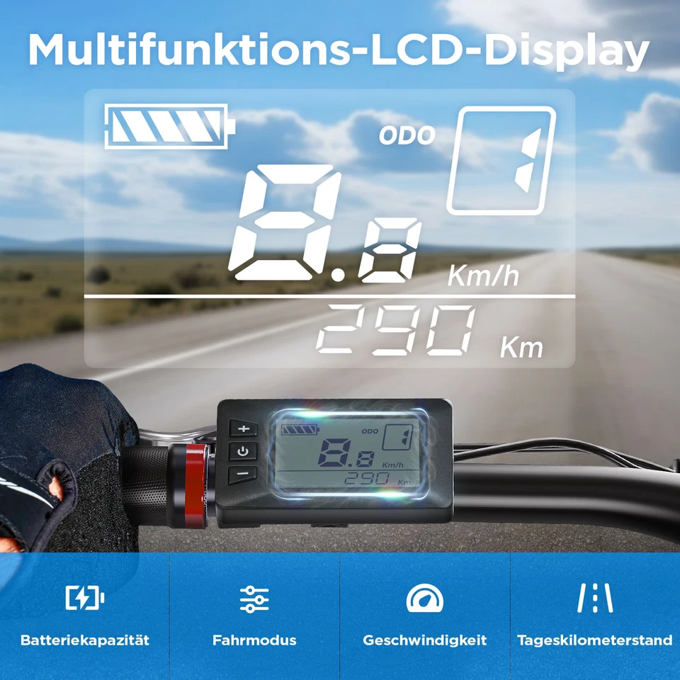 Rot Elektrofahrrad E-Citybike 250W 13Ah/36V 60KM 3 Fahrmodi E-Mountainbike - Bild 2 von 4