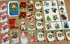 Vintage Gummed  Christmas Seals Sticker Lot 30+ Santa Snowman Ephemera Packs