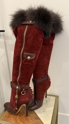 DSQUARED2 Suede And Leather Red Boots Size 38 RARE!!!