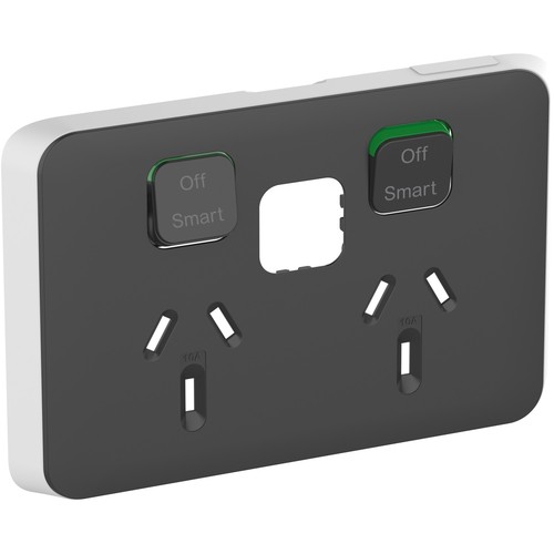 Clipsal Iconic Series Skin Connected Socket Wiser Horizontal T Anthracite -30... - Picture 1 of 3