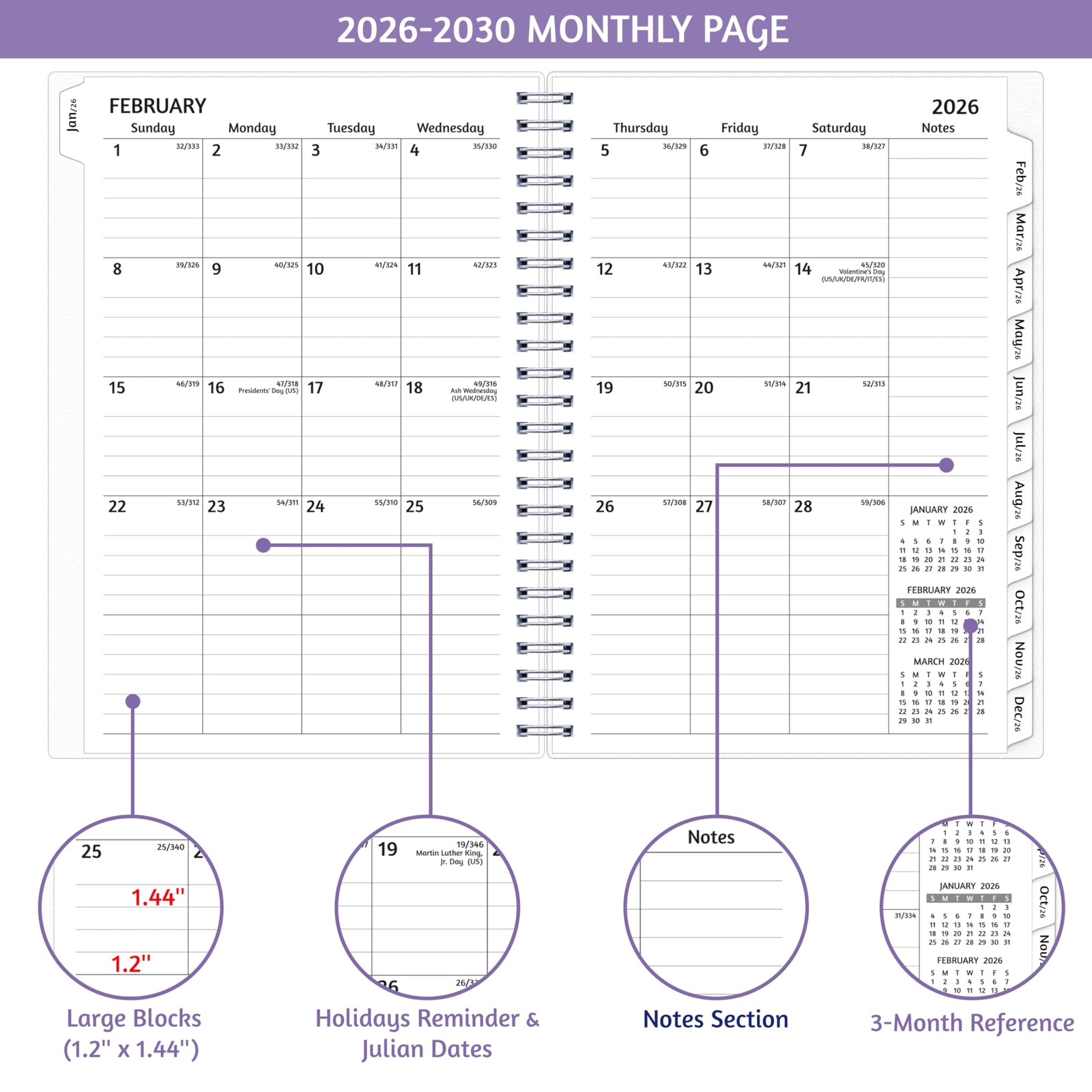 Monthly Planner 2026-2030, 5-Year Calendar Planner 2026-2030, Jan 2026 – Dec ...