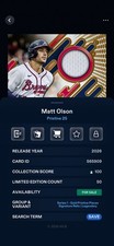Matt Olson Digital Bunt Pristine Gold Pieces Signature Relic Legendary /50