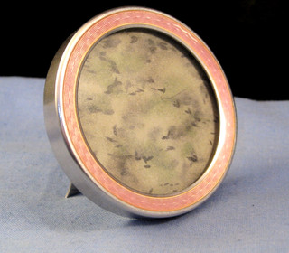 STERLING SILVER & GUILLOCHE ENAMEL MINIATURE PHOTOGRAPH PHOTO PICTURE FRAME