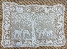 Mary Card design Filet crochet wilderness scene deer bunnies birds squirels