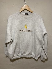 VINTAGE Wyoming Cowboys Mens Sweatshirt XL Gray Crewneck Fleece Basketball NCAA