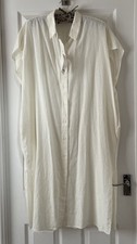 NWT UNIQLO XS S M L XL IVORY OVERSIZED LINEN BLEND SHIRT DRESS JACKET COVER UP