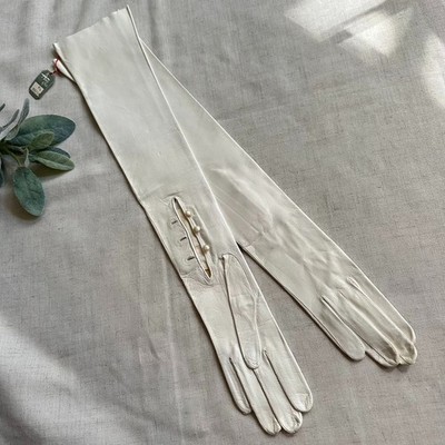 VTG Aris of Paris 6.5  LONG KID LEATHER OPERA GLOVES FORMAL BRIDAL GALA BOUDOIR