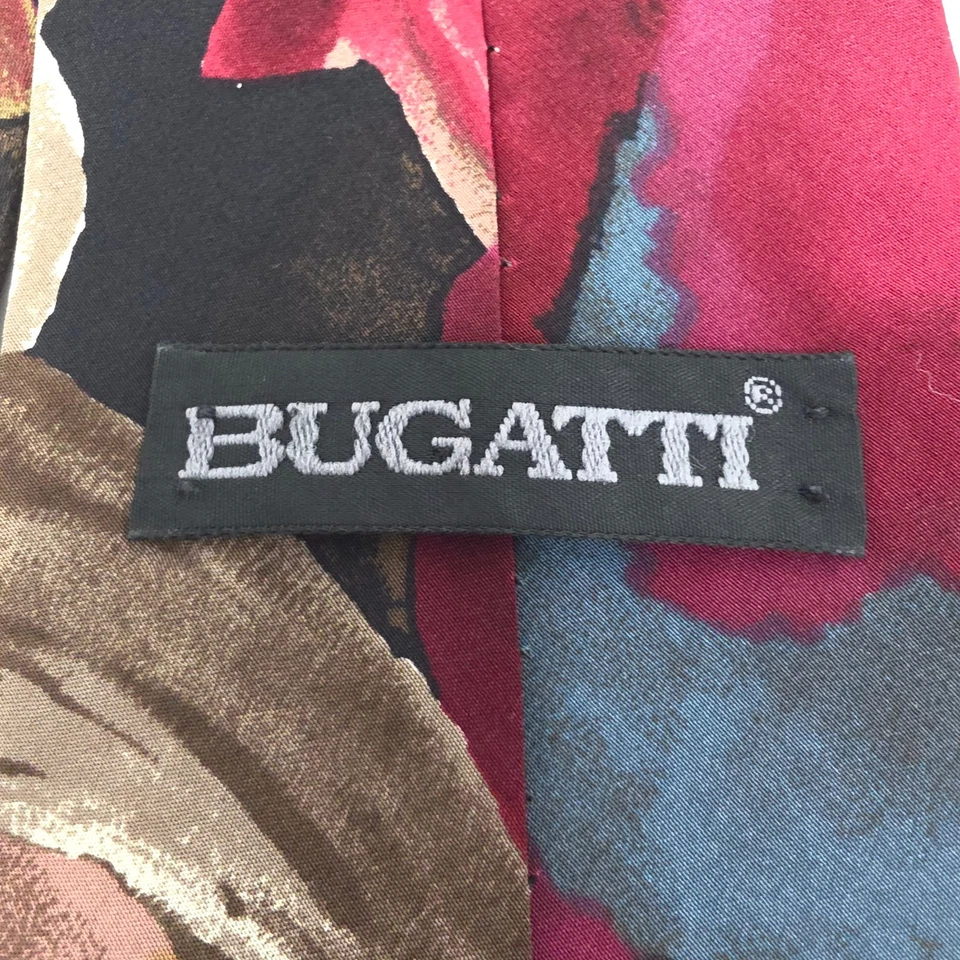 Corbata Bugatti vintage para hombre seda multicolor abstracto patrón geométrico de lujo Foto 4 de 4