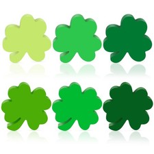 6 Pcs Wood Shamrock Decor, 3.03 x 3.14 Inches St Patricks Day Decor Tiered Tr...