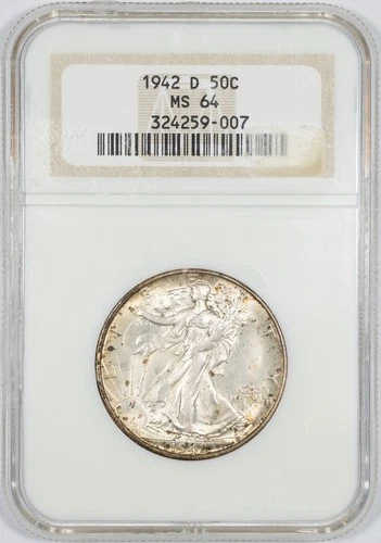 1942-D NGC MS64 Walking Liberty Silver Half Dollar BU - Super Original Coin!