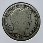 1907-D Barber Half Dollar Silver Coin Denver Mint United States 50C USA