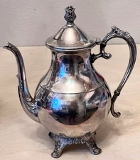 F.B. Rogers Silver  1883 Antique Silverplate Coffee Pot Teapot Victorian-era 10"