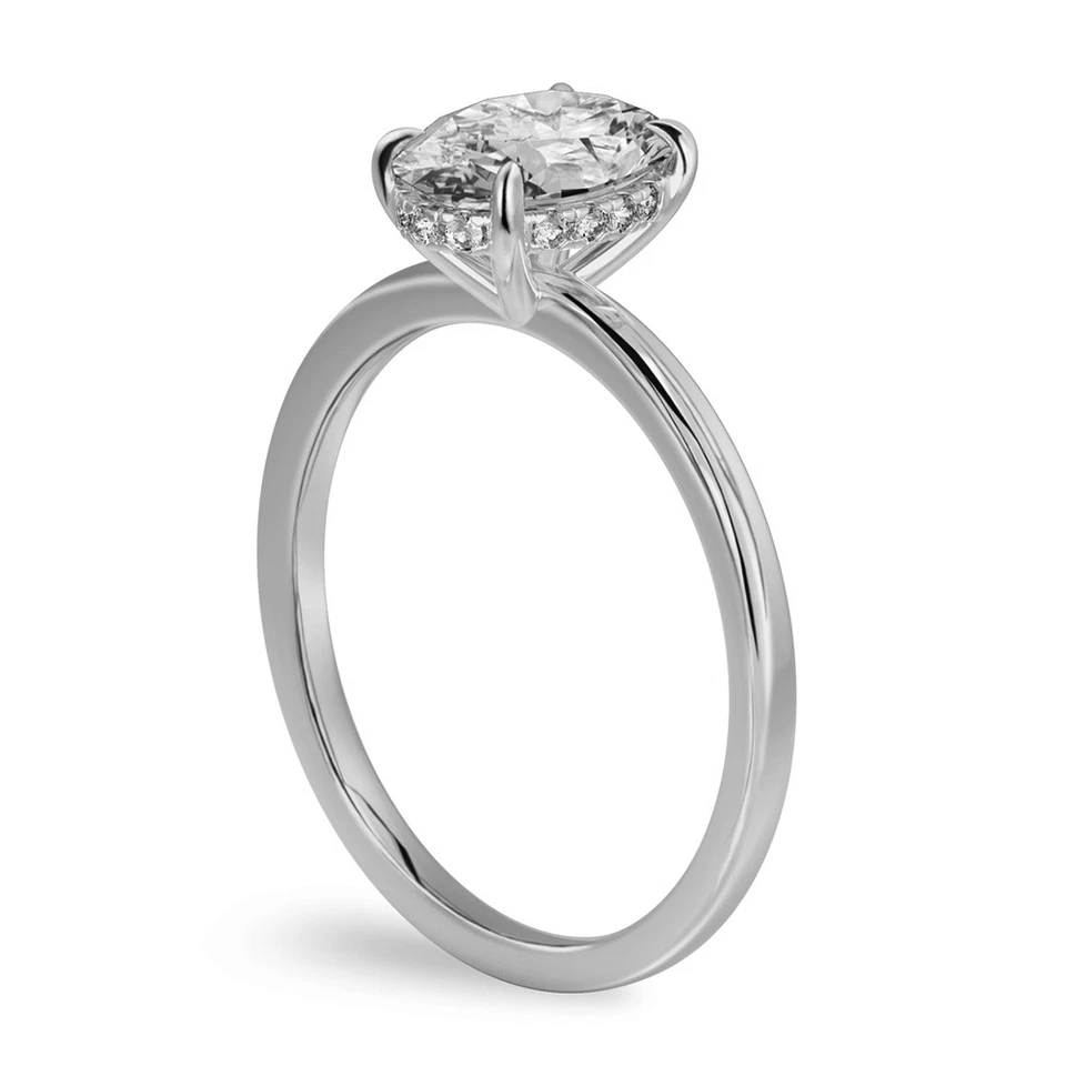 18k Gold Diamond Ring White Lab Grown Oval 2.3 Carat IGI Certified Size 5 6 7 8 - Image 3 of 4