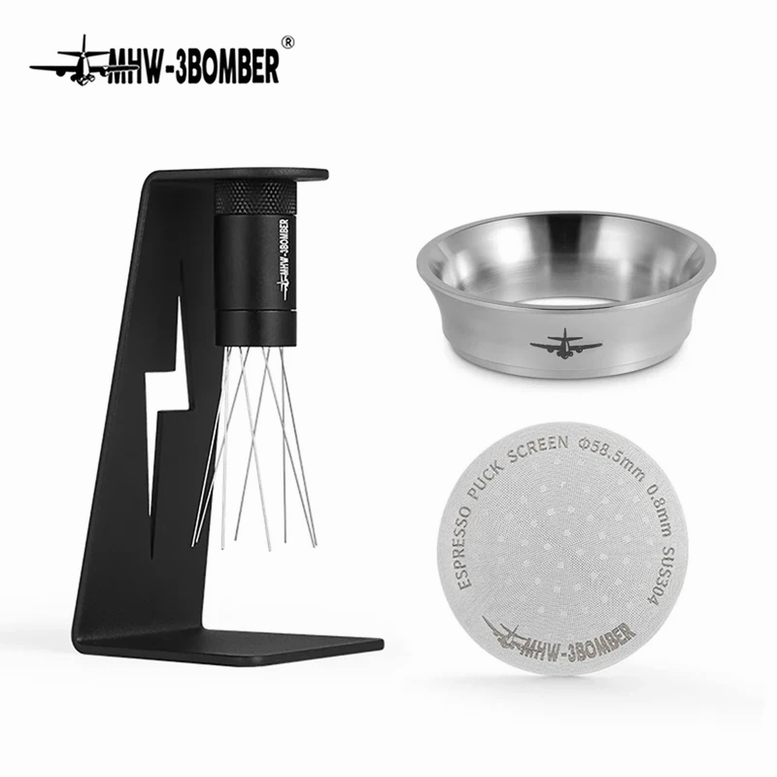 Espresso Puck Screen Kit Dosing Funnel Stainless Steel 51 53 54 2.28 in Stirrer