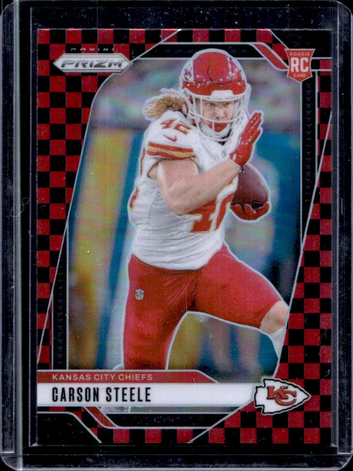 2024 Prizm Carson Steele RC Black and Red Checker #377 Chiefs
