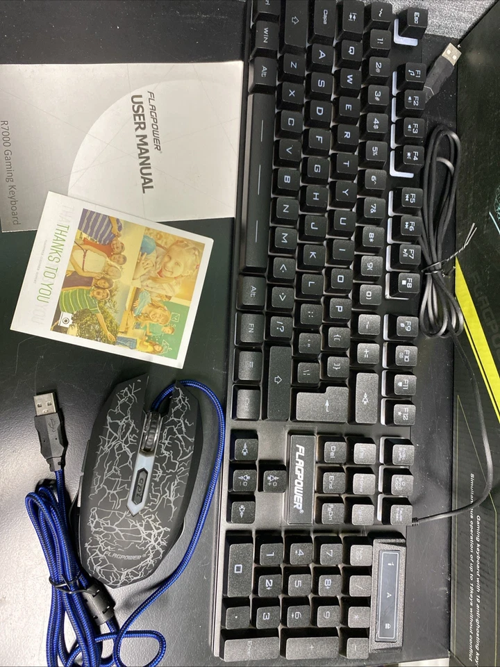 FLAGPOWER Gaming Keyboard and Mouse Combo Rainbow Backlit Mechanical Feeling - Image 2 of 4