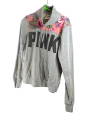 Victoria s Secret PINK Medium Gray/Floral Zip up Jacket