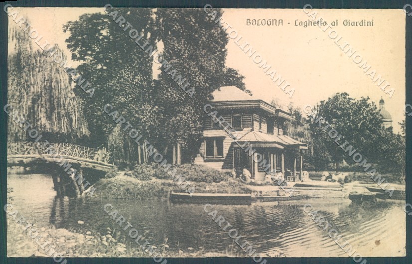 Bologna Città Laghetto Giardini PIEGHINA cartolina JK1364