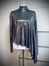 Avantgarde Metallic Shirt Wetlook Oberteil Hemd Bluse Clubwear Glanz NASA Shiny