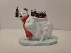 Vintage 1997 Coca Cola Christmas Bear Figurine Bear With A Sack Of Coke (BH)