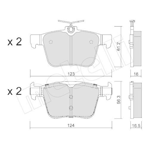 Plaquettes de frein Metelli 22-0981-2 pour éliminer les sifflements de freinage sur VW