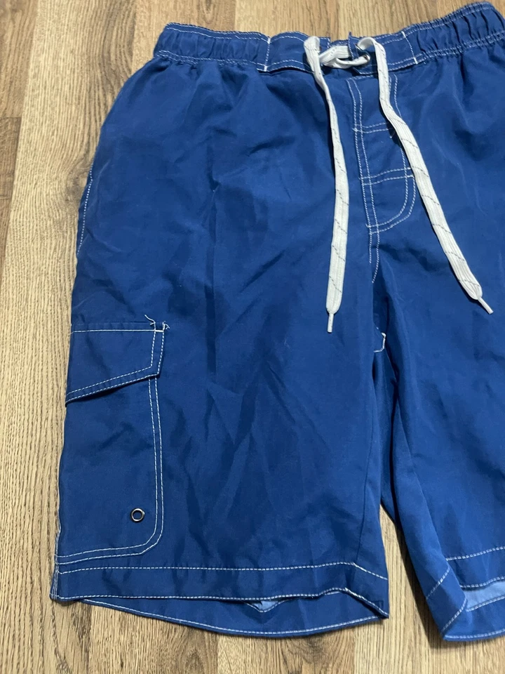 Pantalones Cortos St. John's Bay, Para Hombre Talla Mediana, Azul, Bañador, Cintura Atada Foto 3 de 4