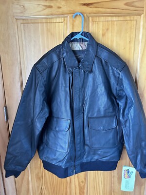 Jacket Type A-2, Flyers Leather U.S,Vintage Leather Bomber Jacket  Black L