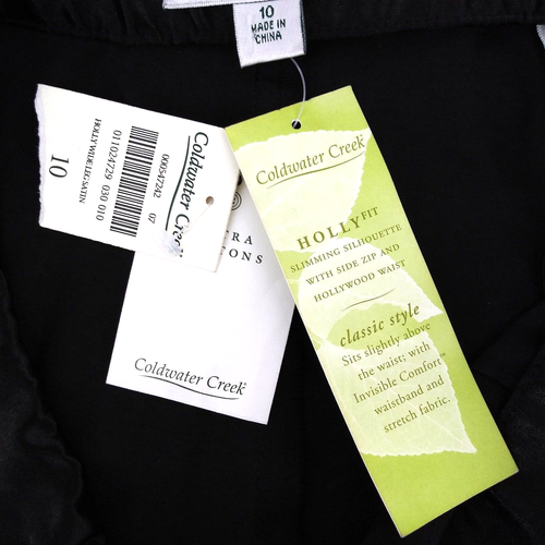 Coldwater Creek Pants Women Size 10 Black Holly Fit Wide Leg Classic Waist - Picture 9 of 12