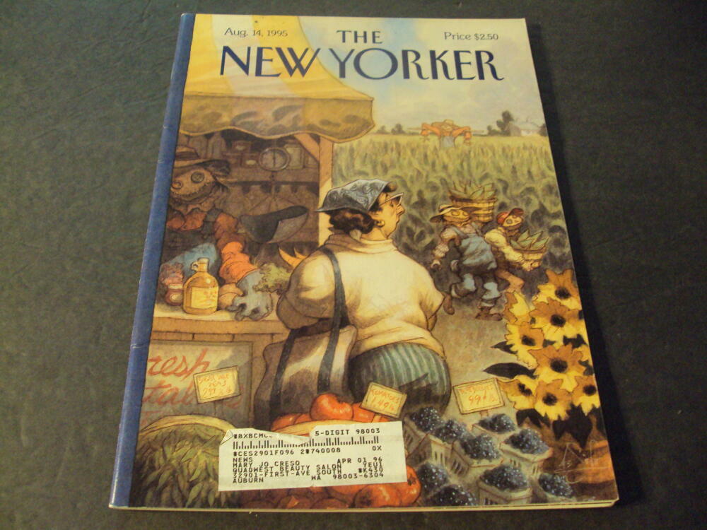 The New Yorker Aug 14 1995 Cover: Bumper Crop by Peter de Seve ID