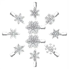 Boderier 10 Pack Snowflake Hair Clips Winter Christmas Rhinestone Snowflake H...