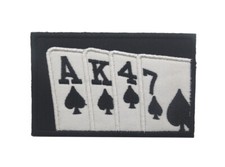 AK47 Playing Cards F/L Hook Loop Patch Tactical Military Embroidered Badge